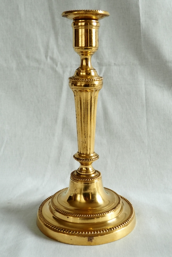 Pair of Louis XVI ormolu candlesticks, mercury gilt, 18th century circa 1780