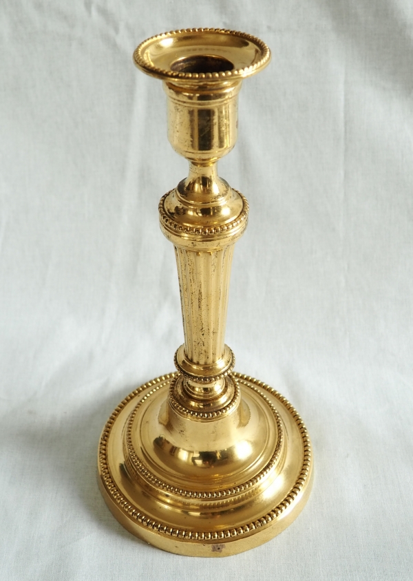 Pair of Louis XVI ormolu candlesticks, mercury gilt, 18th century circa 1780