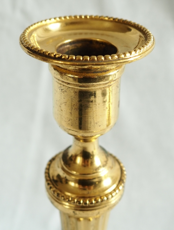 Pair of Louis XVI ormolu candlesticks, mercury gilt, 18th century circa 1780