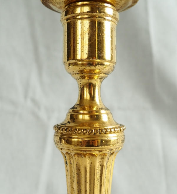 Pair of Louis XVI ormolu candlesticks, mercury gilt, 18th century circa 1780