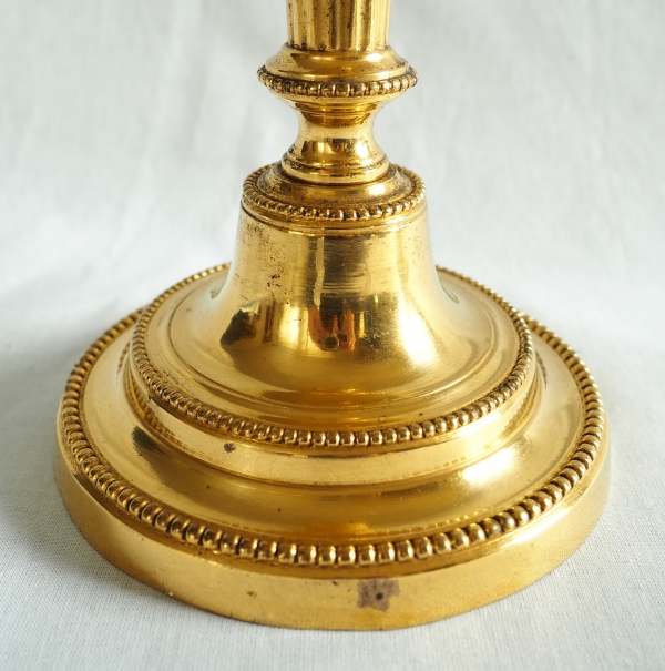 Pair of Louis XVI ormolu candlesticks, mercury gilt, 18th century circa 1780