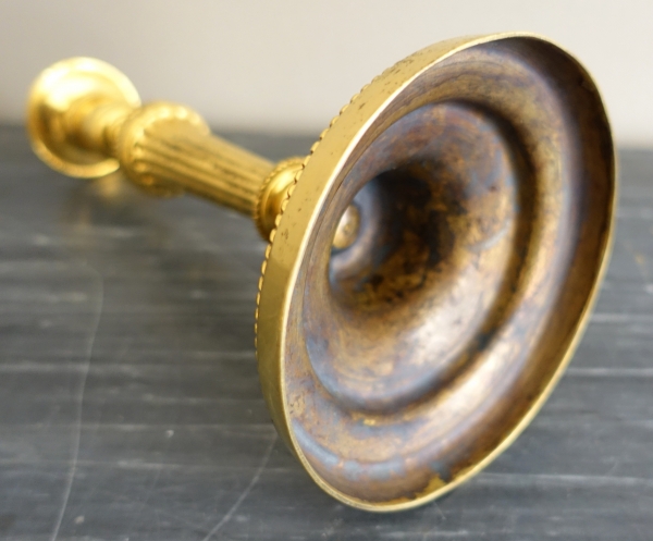 Pair of Louis XVI ormolu candlesticks, mercury gilt, 18th century circa 1780