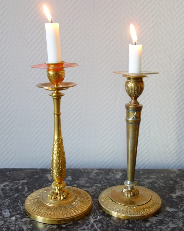 Claude Galle : pair of Empire ormolu candlesticks - Fontainebleau castle