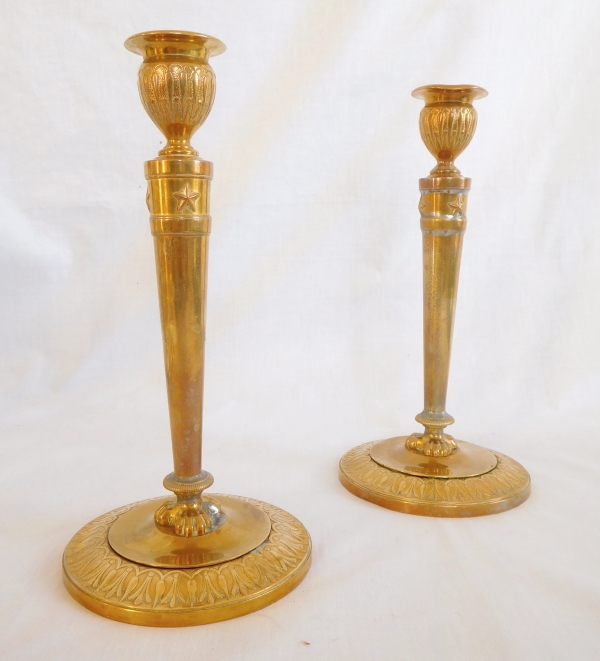 Claude Galle : pair of Empire ormolu candlesticks - Fontainebleau castle