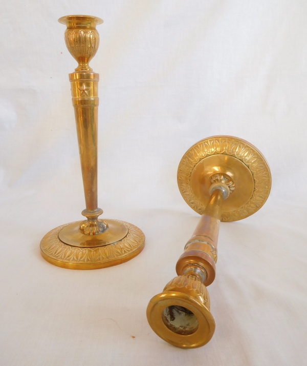 Claude Galle : pair of Empire ormolu candlesticks - Fontainebleau castle