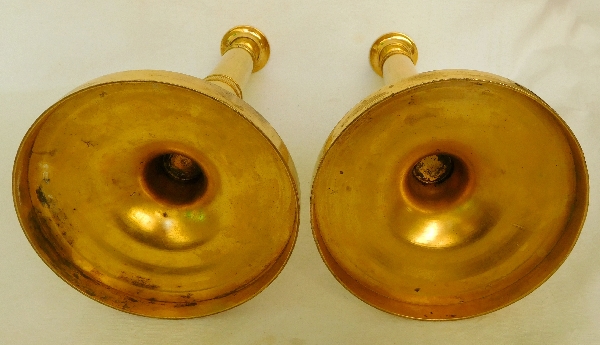 Pair of Empire ormolu candlesticks, early 19th century production - 28cm