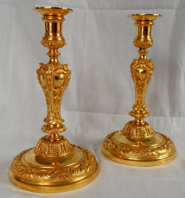 Pair of ormolu Louis XIV / Regency style candlesticks