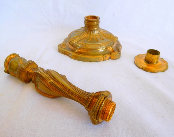 Pair of Louis XV style ormolu candlesticks, 19th century