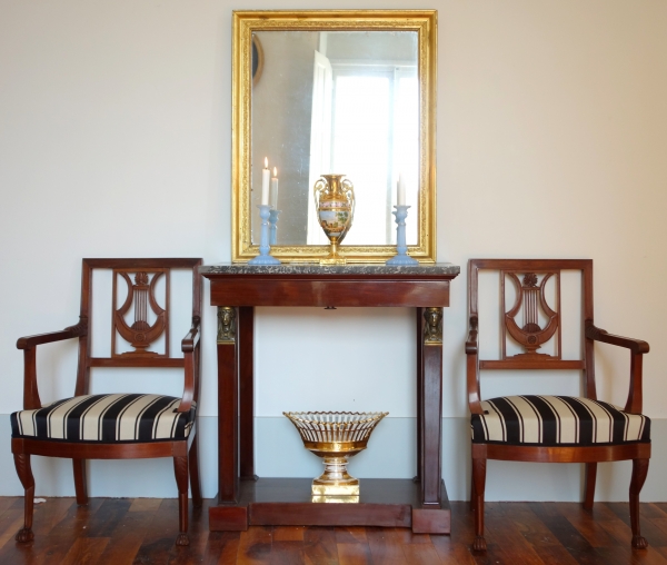 Pair of light blue opaline candlesticks, Baccarat crystal, early 19th century