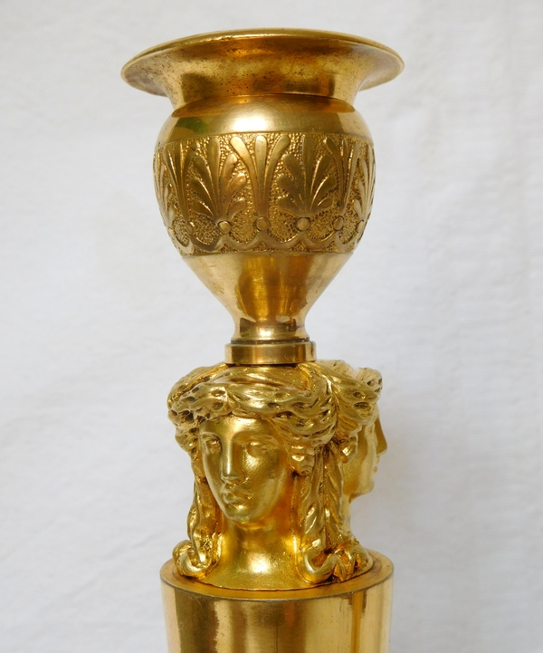 Claude Galle : par of Empire gilt bronze candlesticks - Chateau de Fontainebleau model