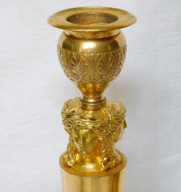 Claude Galle : par of Empire gilt bronze candlesticks - Chateau de Fontainebleau model