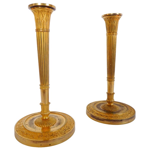 Claude Galle : pair of ormolu Empire candlesticks, early 19th century