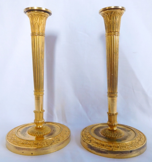 Claude Galle : pair of ormolu Empire candlesticks, early 19th century