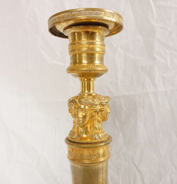 Claude Galle : pair of ormolu candlesticks, mercury gilt - Empire period