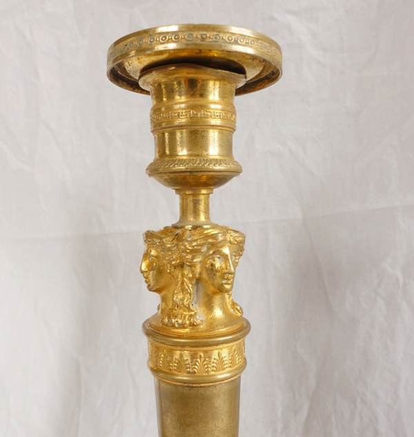 Claude Galle : pair of ormolu candlesticks, mercury gilt - Empire period