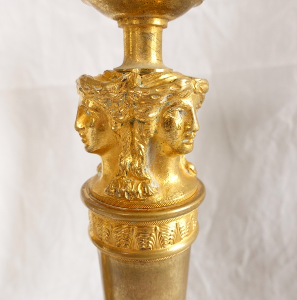 Claude Galle : pair of ormolu candlesticks, mercury gilt - Empire period