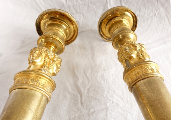 Claude Galle : pair of ormolu candlesticks, mercury gilt - Empire period