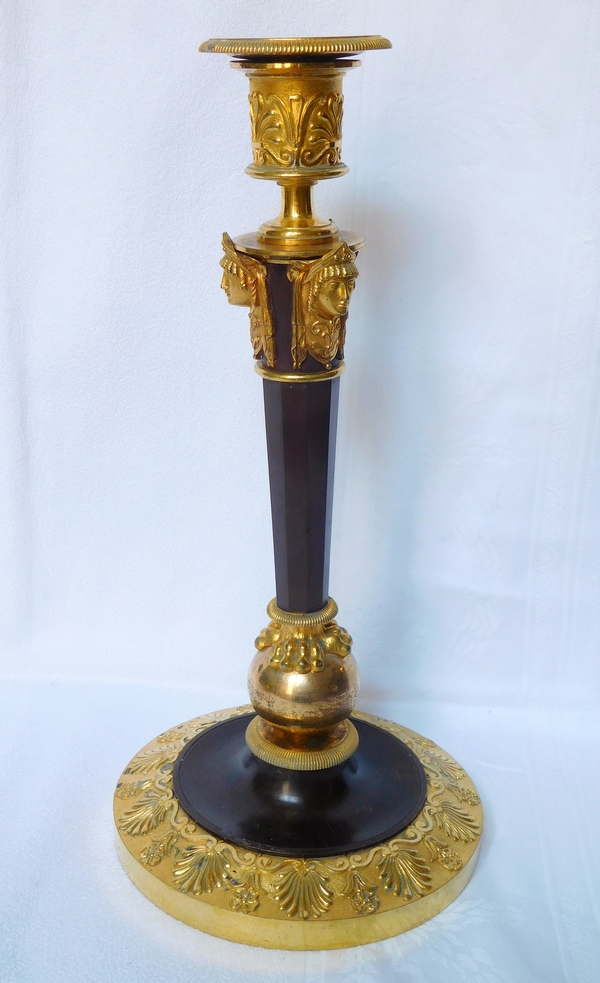 Claude Galle : pair of tall ormolu candlesticks - Consulate Period - Empire