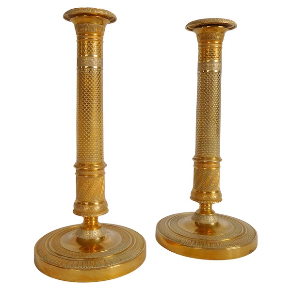 Pair of Empire ormolu candlesticks, early 19th century circa 1815