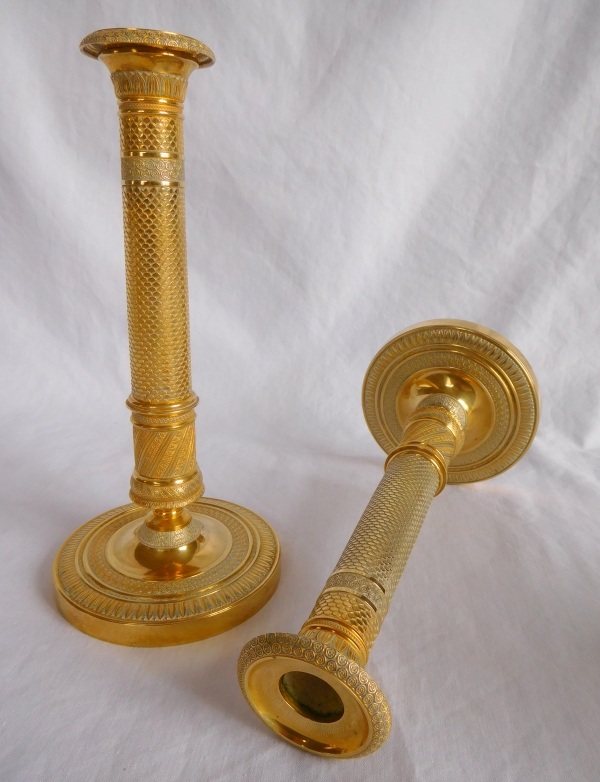 Pair of Empire ormolu candlesticks, early 19th century circa 1815