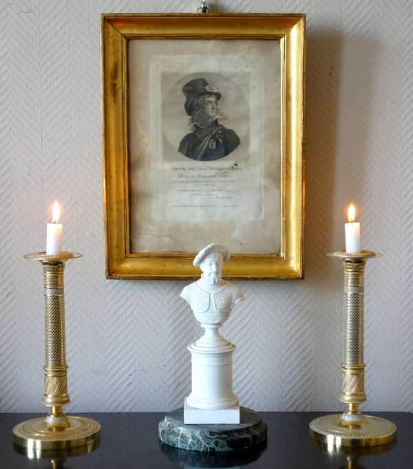 Pair of Empire ormolu candlesticks, early 19th century circa 1815