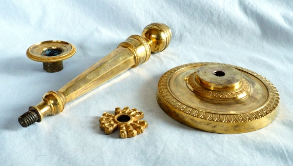 Pair of Empire ormolu candlesticks, early 19th century 