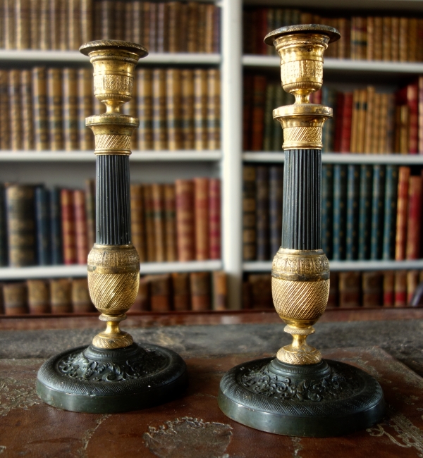 Pair of Empire ormolu candlesticks, early 19th century circa 1830