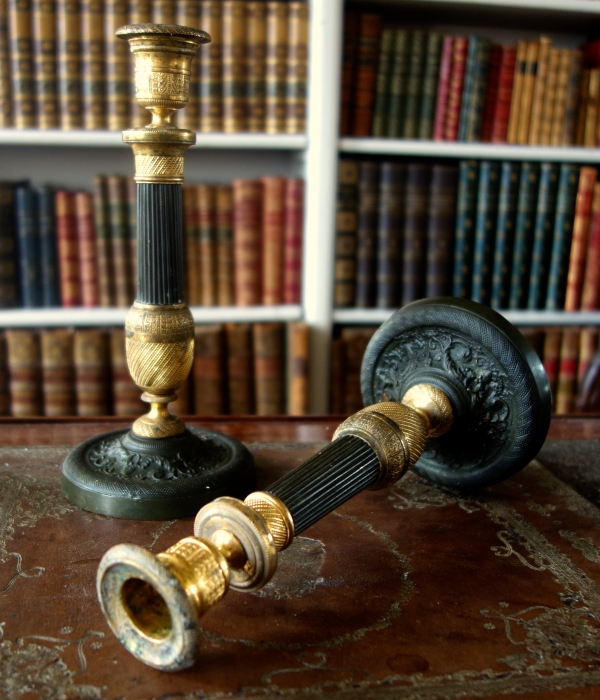 Pair of Empire ormolu candlesticks, early 19th century circa 1830