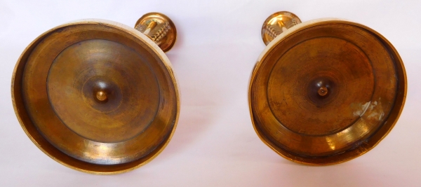 Pair of Empire ormolu quiver-shaped candlesticks, early 19th century