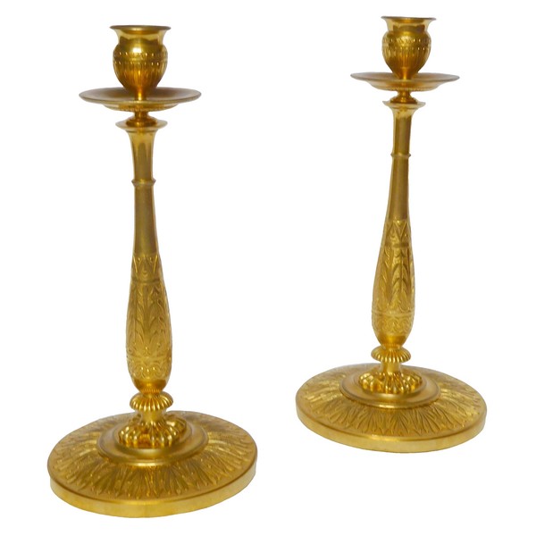 Claude Galle : paire of Empire ormolu candlesticks, early 19th century