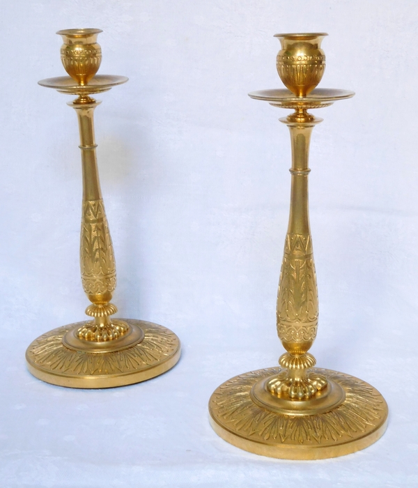 Claude Galle : paire of Empire ormolu candlesticks, early 19th century