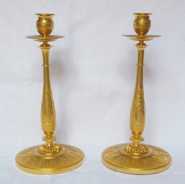 Claude Galle : paire of Empire ormolu candlesticks, early 19th century