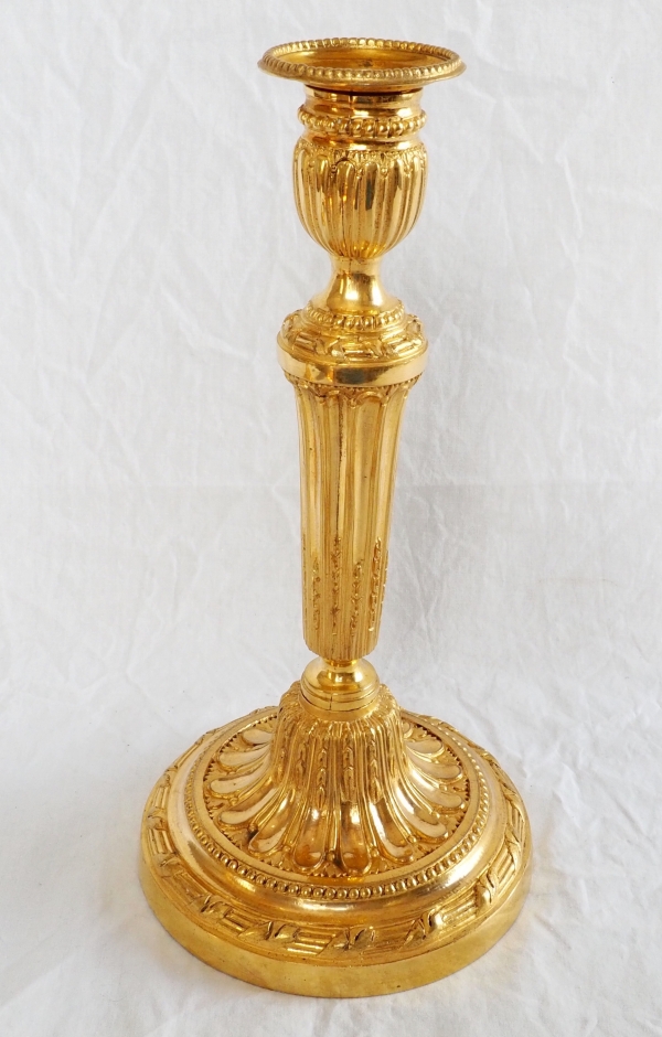 Pair of tall Louis XVI style ormolu candlesticks - 30cm