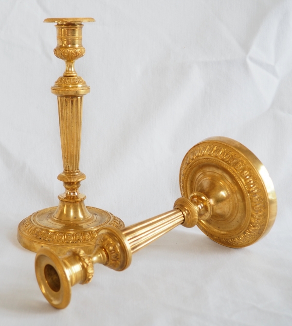 Pair of Louis XVI ormolu candlesticks - Chateau de Fontainebleau model