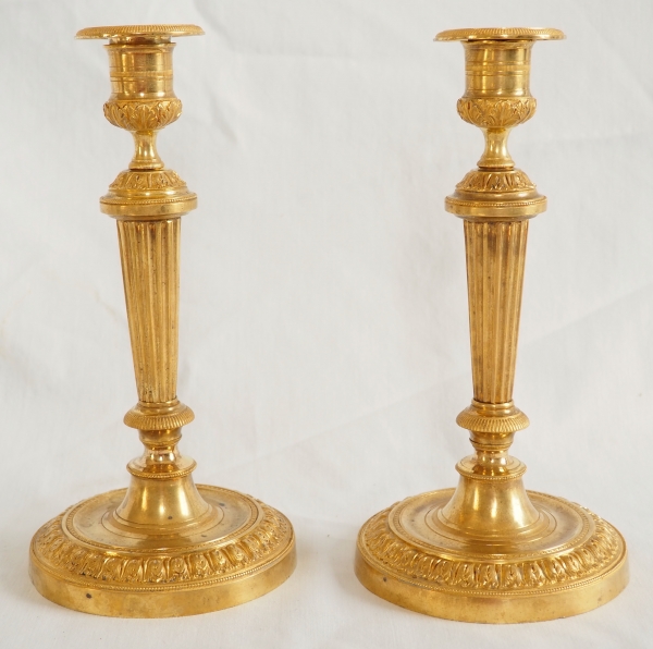 Pair of Louis XVI ormolu candlesticks - Chateau de Fontainebleau model