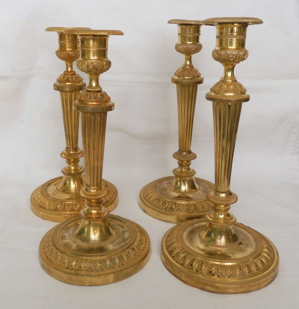 Pair of Louis XVI ormolu candlesticks - Château de Fontainebleau pattern