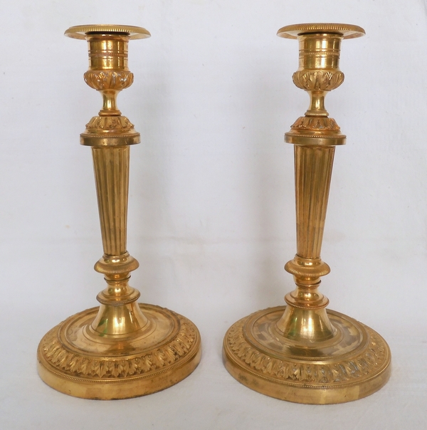 Pair of Louis XVI ormolu candlesticks - Château de Fontainebleau pattern