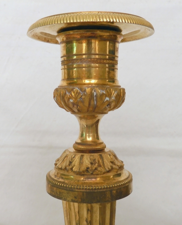 Pair of Louis XVI ormolu candlesticks - Château de Fontainebleau pattern