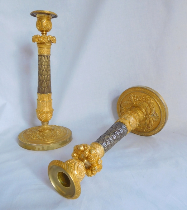 Pair of ormolu Empire candlesticks - France, early 19th century circa 1820