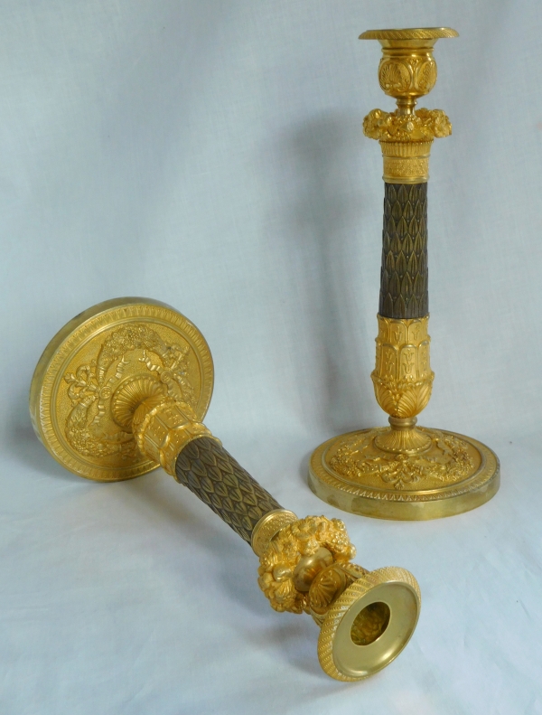 Pair of ormolu Empire candlesticks - France, early 19th century circa 1820