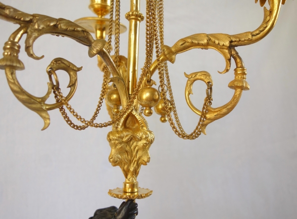 Pair of Louis XVI ormolu, patinated bronze and marble candelabras - 18th century