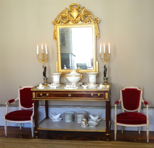 Pair of Louis XVI ormolu, patinated bronze and marble candelabras - 18th century