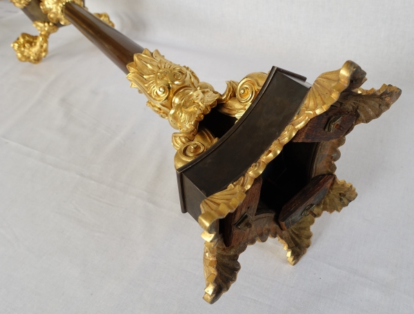 Paire de candélabres à 6 feux en bronze doré et patiné d'époque Restauration - style Empire - 1830