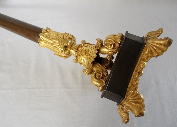 Paire de candélabres à 6 feux en bronze doré et patiné d'époque Restauration - style Empire - 1830