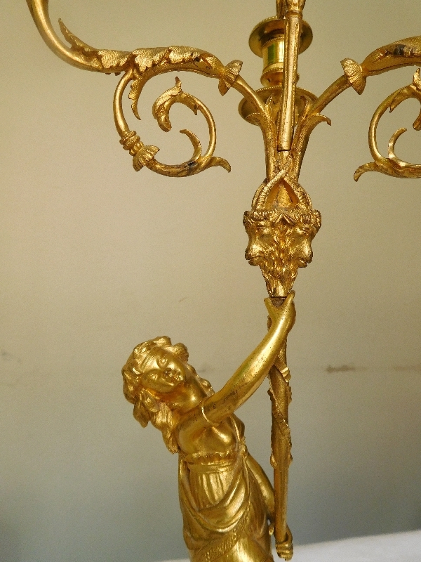 Pair of marble and ormolu Louis XVI style candelabras - 19th century circa 1850