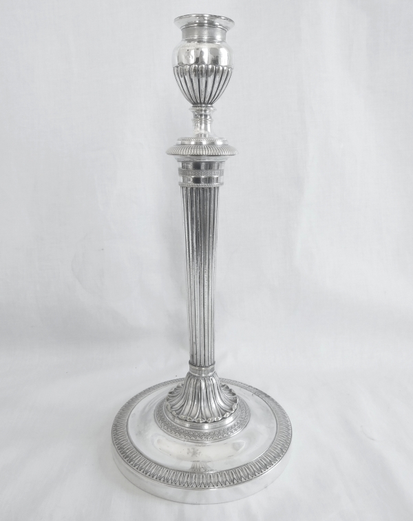 Pair of silver plated bronze Empire candelabras after Claude Galle