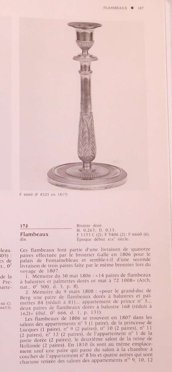 Claude Galle : paire de candélabres d'époque Empire en bronze doré au mercure