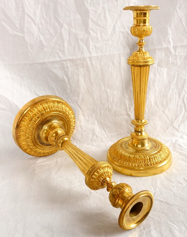 Pair of Empire ormolu candelabras, model of Château de Fontainebleau by Claude Galle