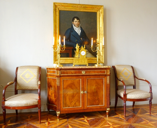 Pair of Empire ormolu candelabras, model of Château de Fontainebleau by Claude Galle