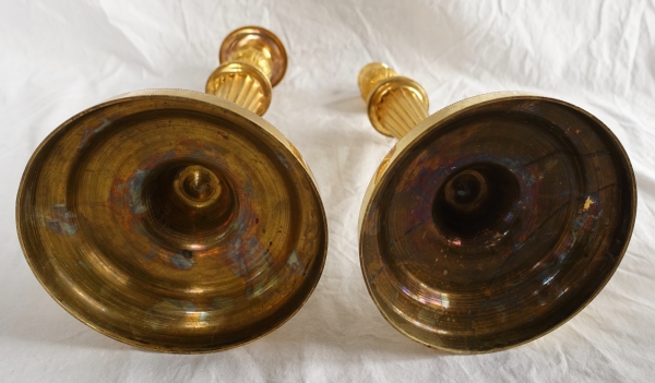 Pair of Empire ormolu candelabras, model of Château de Fontainebleau by Claude Galle